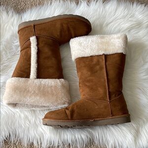 Women’s Cozy Brown Faux Fur Lined Boots Size 10 M